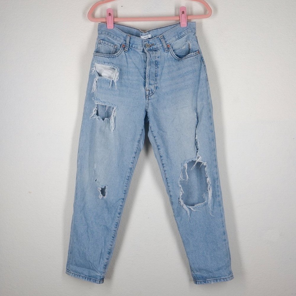 FOREVER 21 Distressed Ripped Mom Jeans High Rise Light Wash size 28